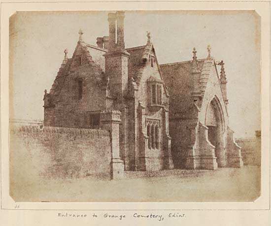 Calotype of entrance to Dalry Cemetery
